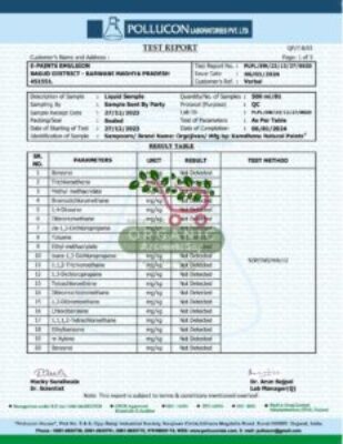 ORGANIC LAB TEST REPORT
