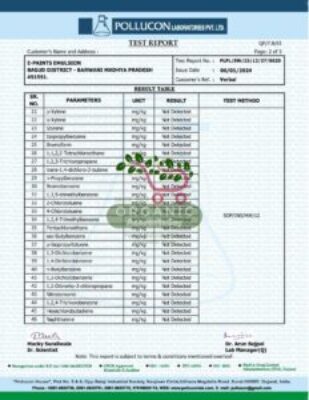 ORGANIC LAB TEST REPORT