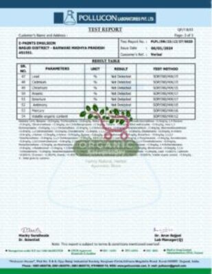 ORGANIC LAB TEST REPORT